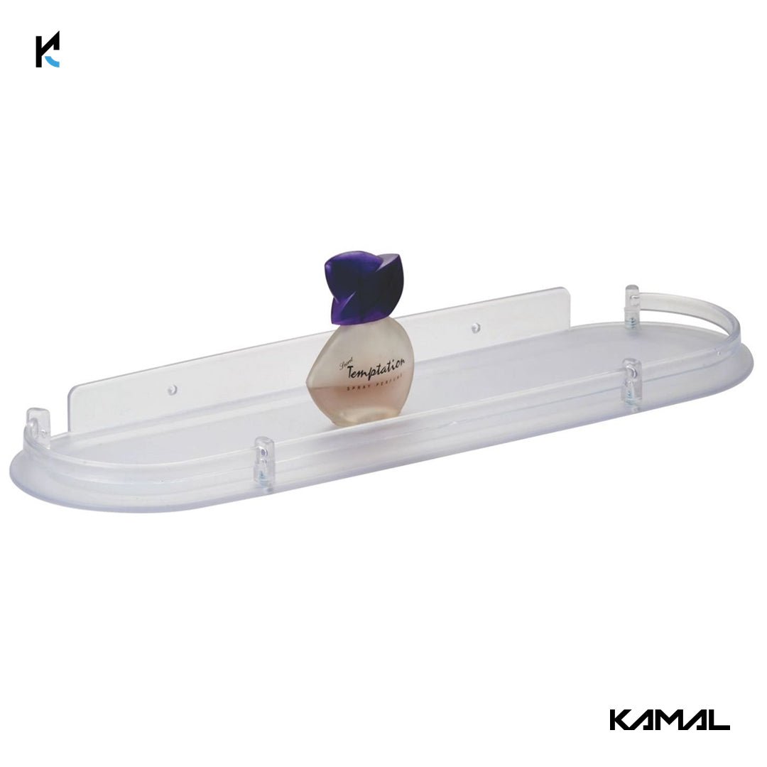 Multi - Use PVC Acrylic Bathroom Straight Shelf with Bracket (18 Inch) - by Kamal - Acrylic - Kamal Bathware