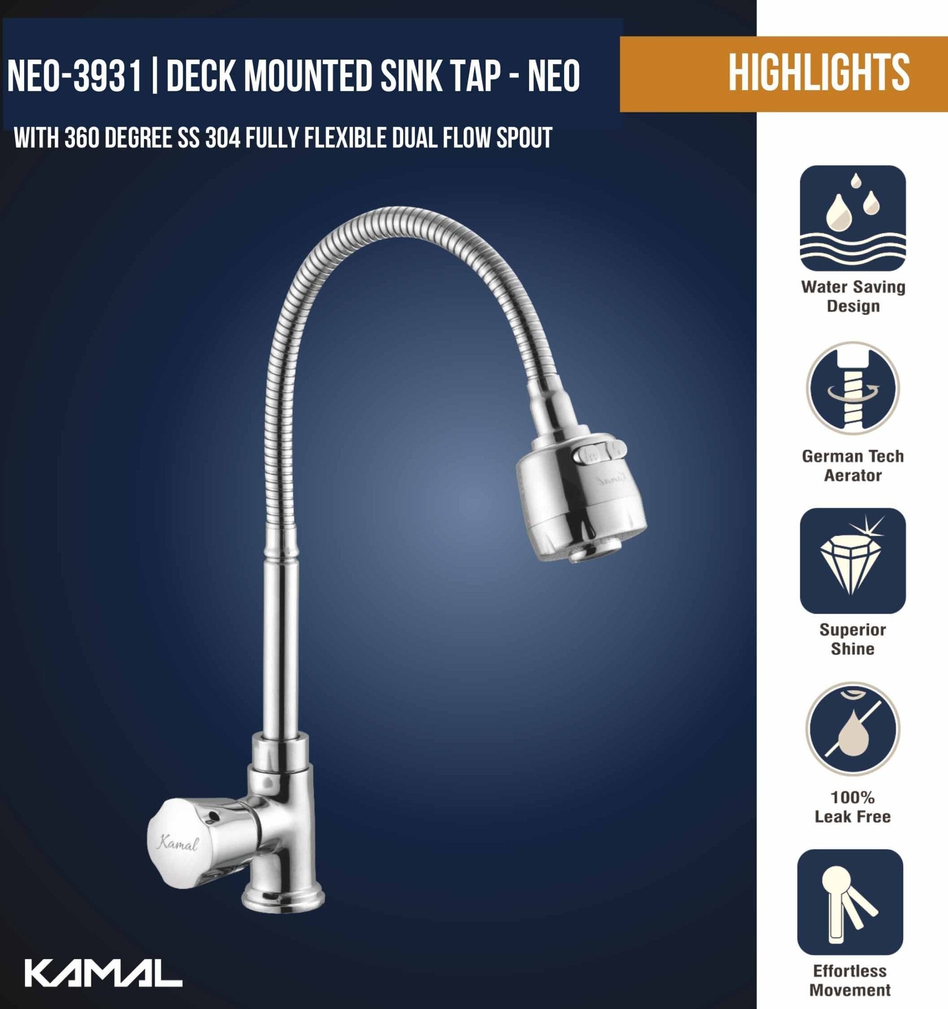 Neo Dual Flow Heavy Body Sink Tap – by Kamal - Neo - Kamal Bathware