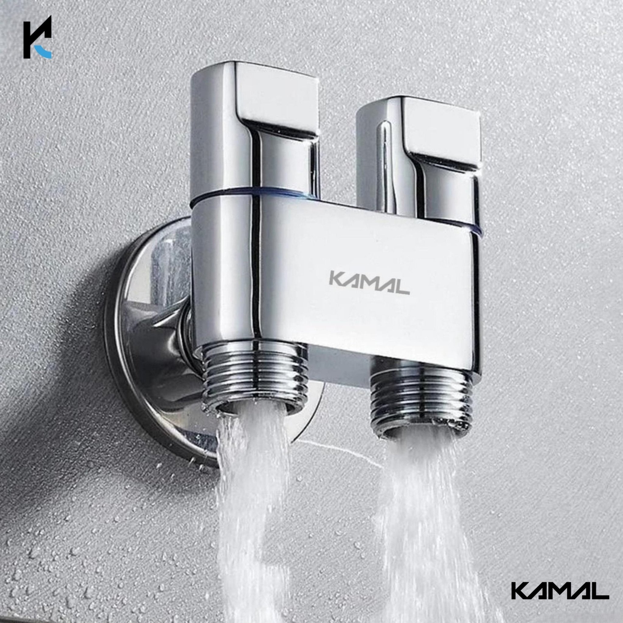 Nero Two Way Angle Valve (Full Brass) - by Kamal - Nero - Kamal Bathware