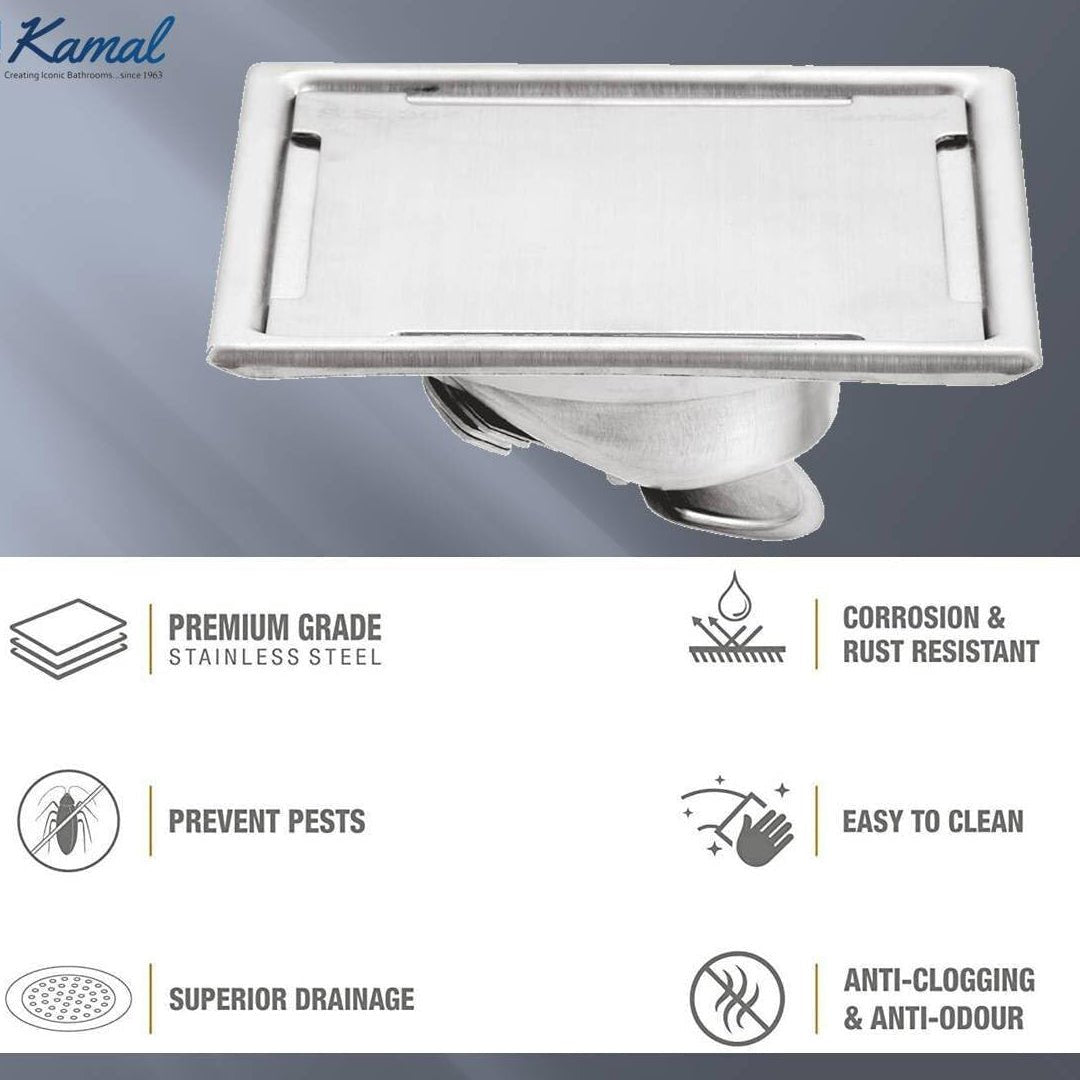 Omega Cockroach Trap SS 304 Grade Floor Drain Jali with Collar - by Kamal - Omega - Kamal Bathware