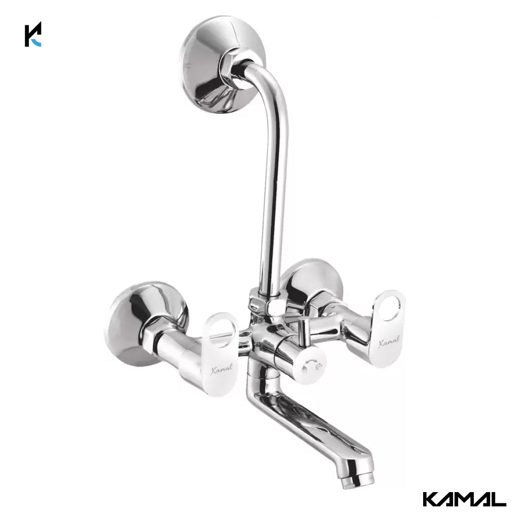 Onyx Eco Wall Mixer with L bend (Full Brass) - by Kamal - Onyx - Kamal Bathware