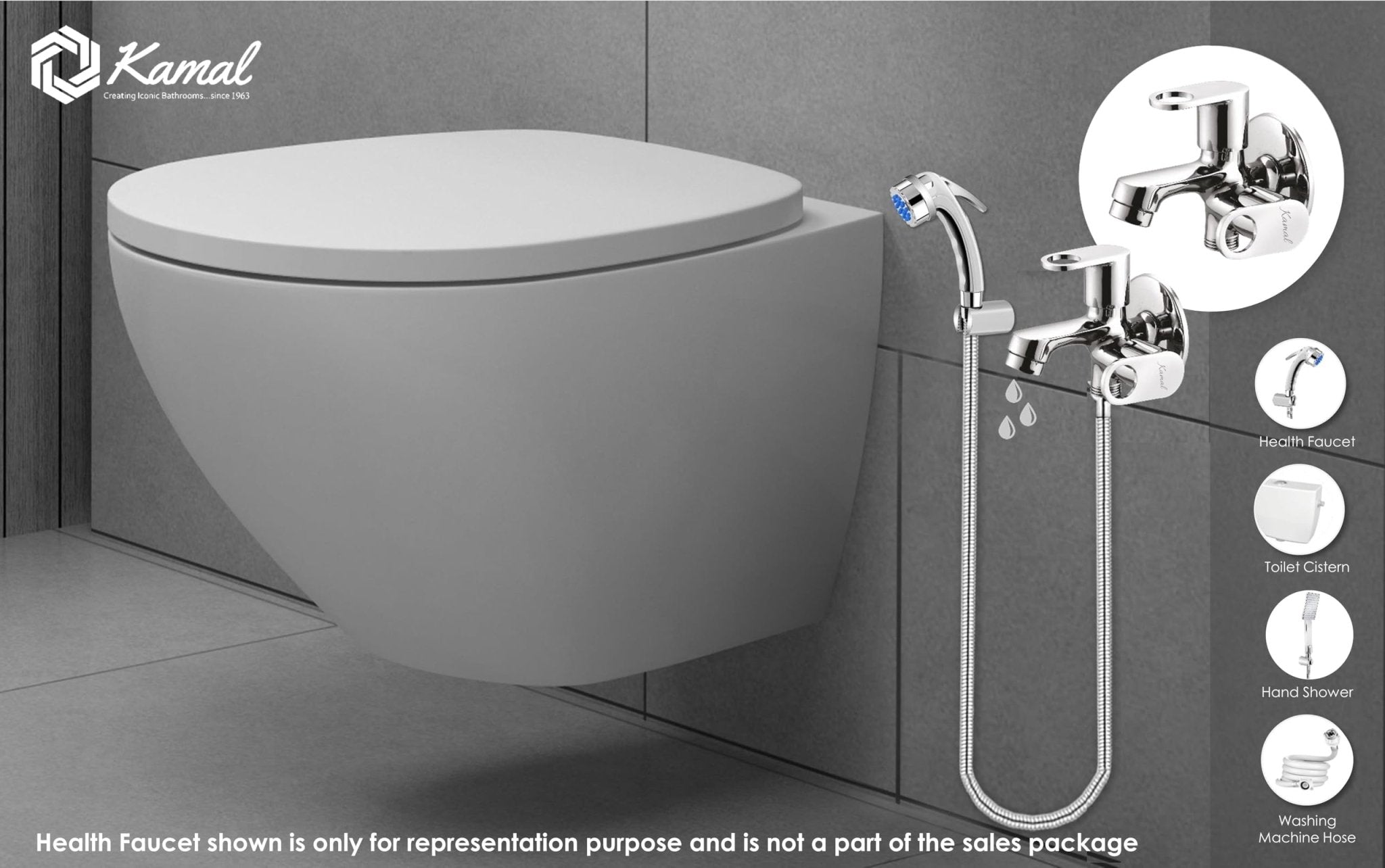 Onyx Two Way Bib Tap (Full Brass) - by Kamal - Onyx - Kamal Bathware