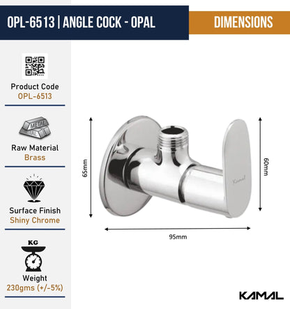 Opal Angle Valve (Full Brass) - by Kamal - Kamal Bathware