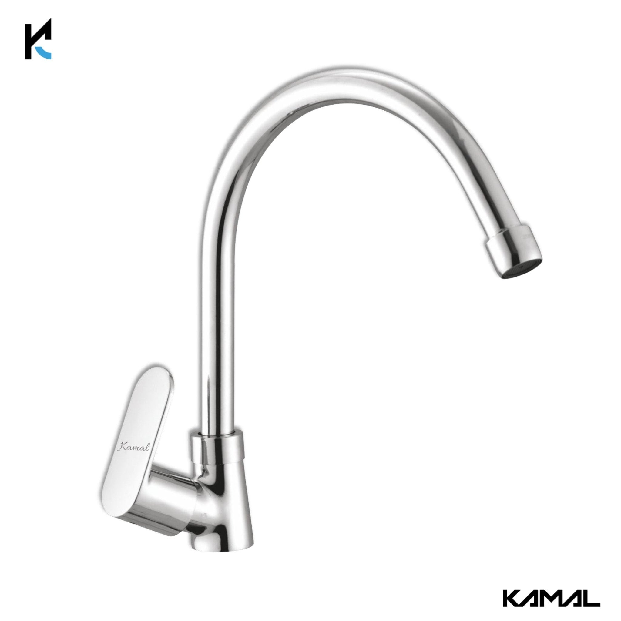 Opal C - Bend Spout Gosseneck Sink Faucet (Full Brass) - by Kamal - Opal - Kamal Bathware
