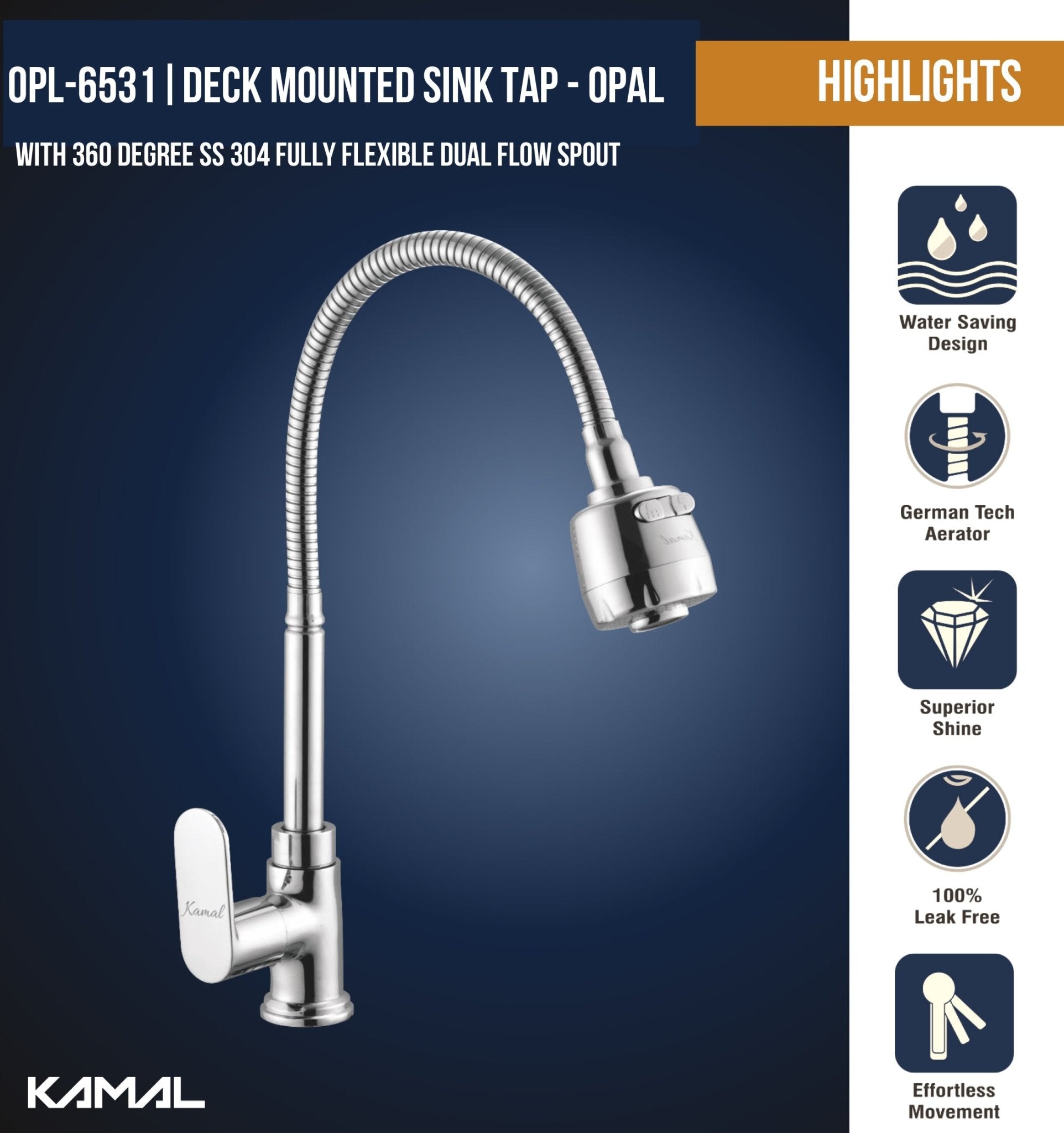 Opal Dual Flow Heavy Body Sink Tap – by Kamal - Opal - Kamal Bathware