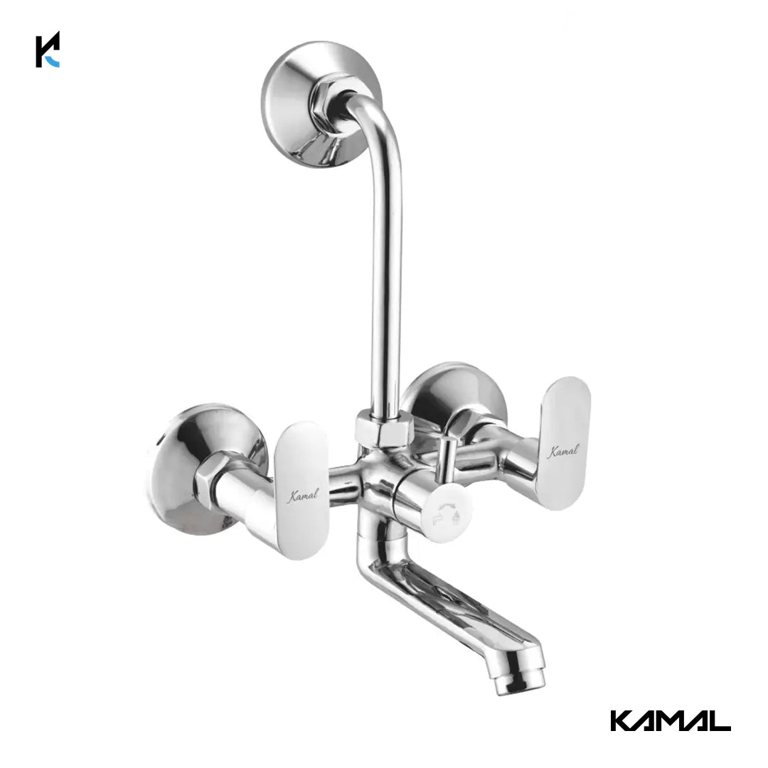 Opal Eco Wall Mixer with L Bend Pipe (Full Brass) - by Kamal - Opal - Kamal Bathware
