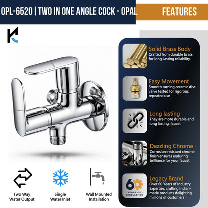 Opal Two in One Angle Valve (Full Brass) - by Kamal - Opal - Kamal Bathware