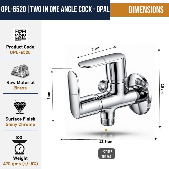 Opal Two in One Angle Valve (Full Brass) - by Kamal - Opal - Kamal Bathware