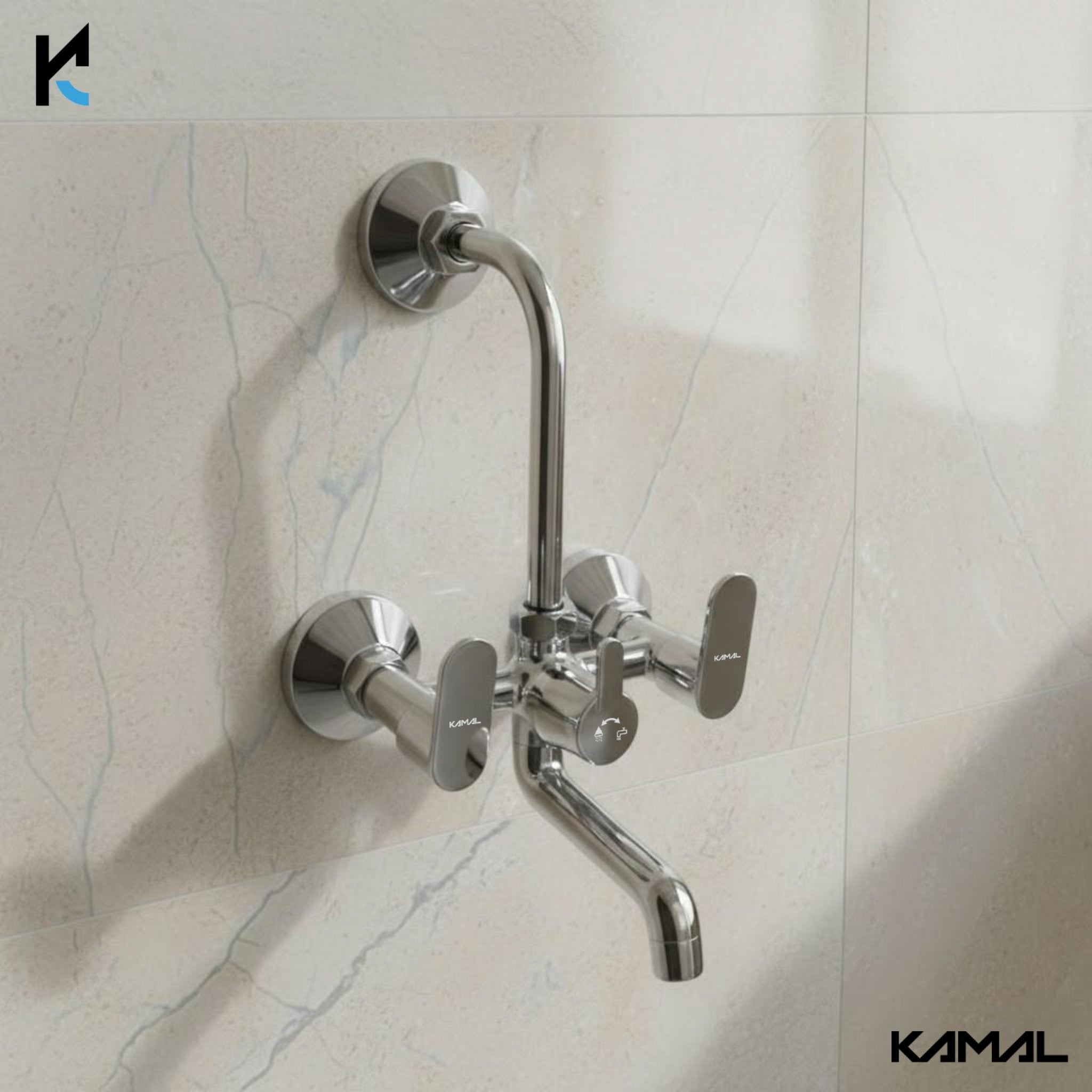 Opal Wall Mixer with L Bend Pipe (Full Brass) - by Kamal - Opal - Kamal Bathware