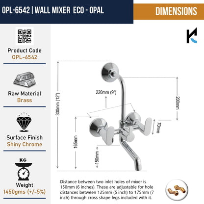 Opal Wall Mixer with L Bend Pipe (Full Brass) - by Kamal - Opal - Kamal Bathware