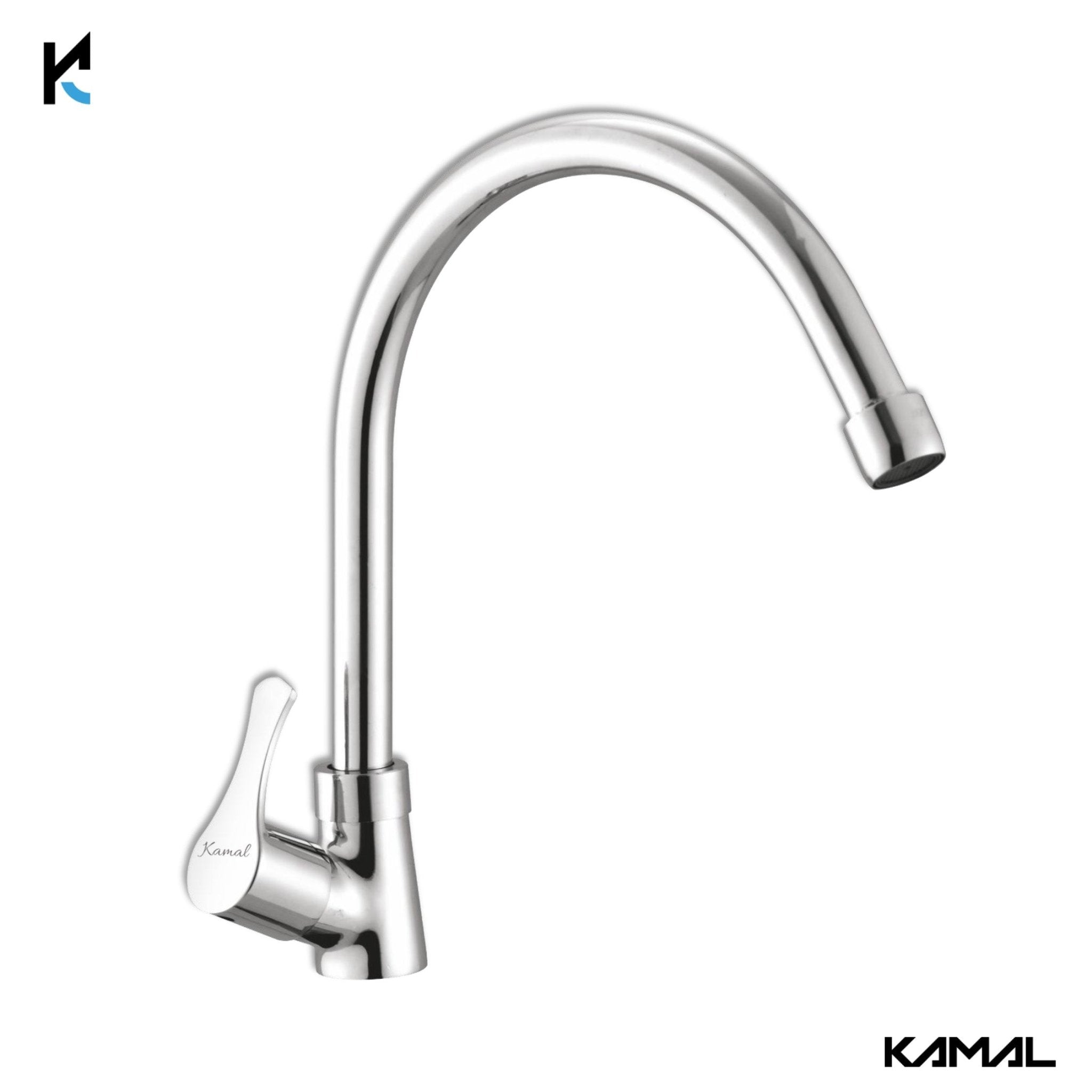 Oreva C - Bend Spout Gosseneck Sink Faucet (Full Brass) - by Kamal - Oreva - Kamal Bathware
