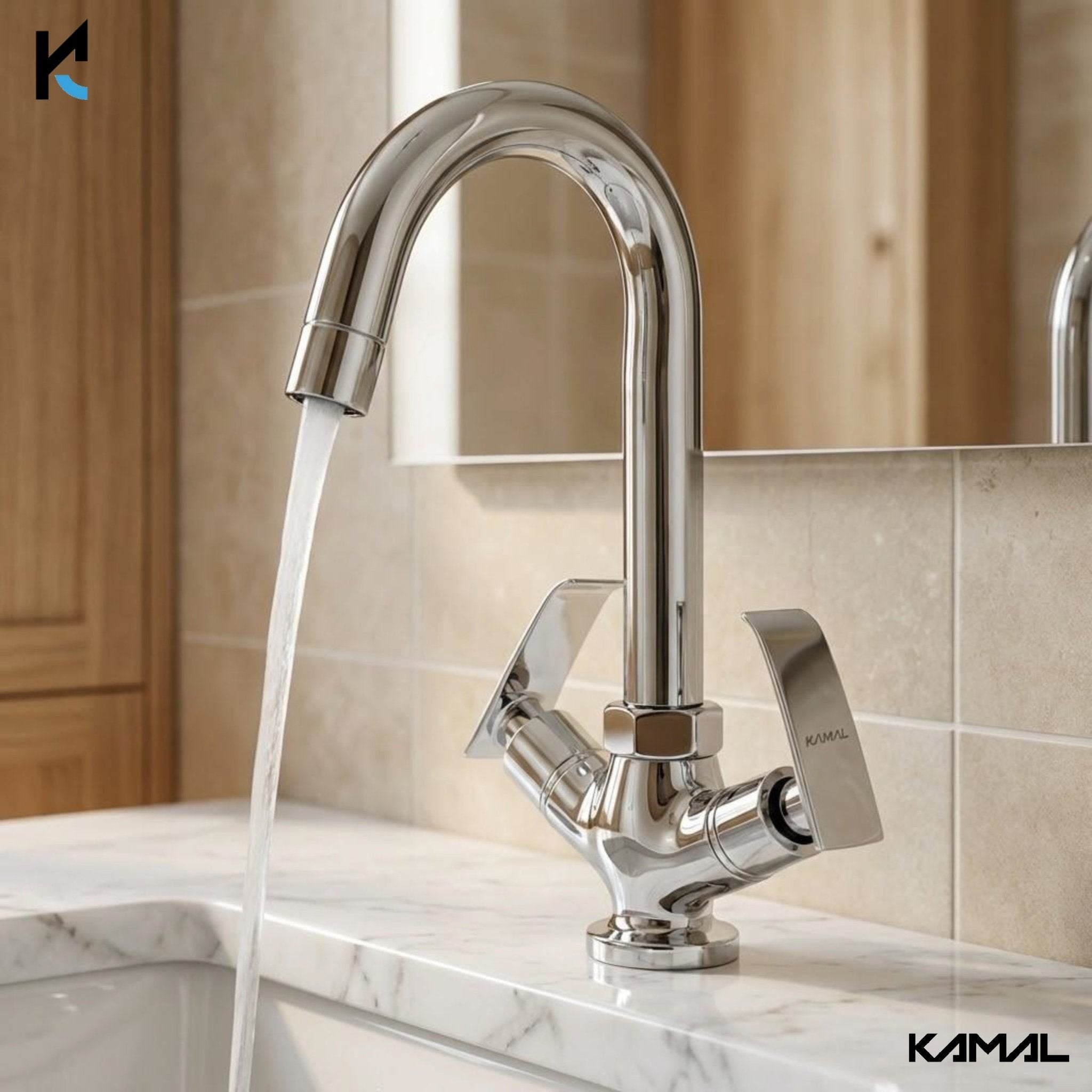 Orion Centre Hole Basin Mixer (Full Brass) - by Kamal - Orion - Kamal Bathware