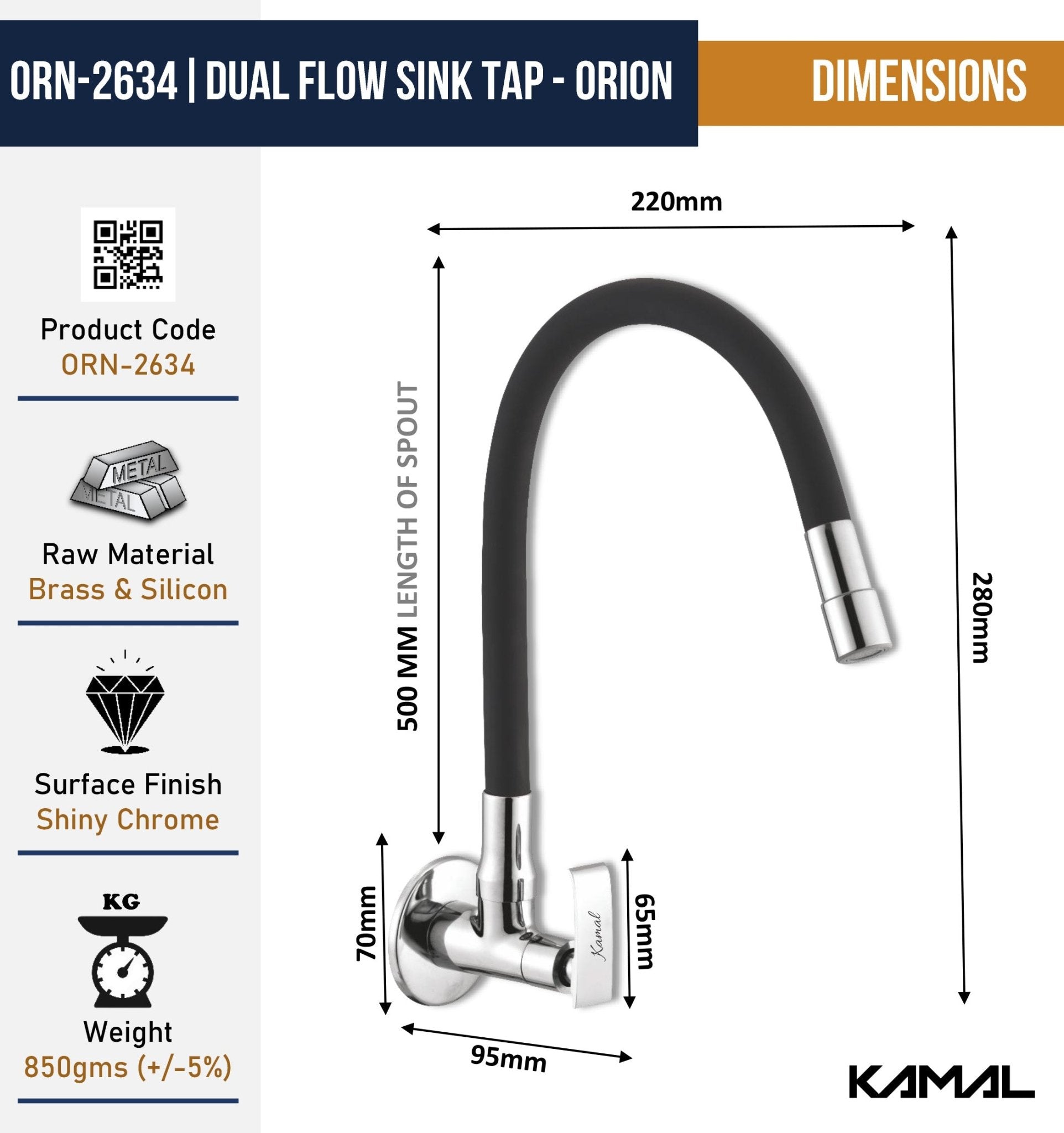 Orion Dual Flow Sink Tap – by Kamal - Orion - Kamal Bathware