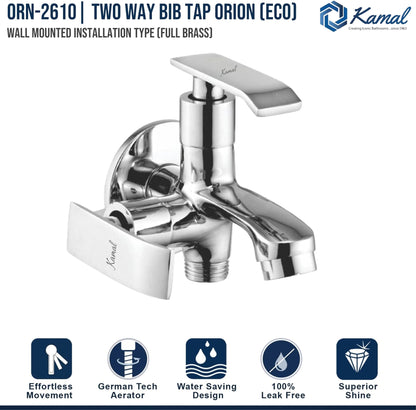 Orion (Eco) Two Way Bib Tap (Full Brass) - by Kamal - Orion (Eco) - Kamal Bathware