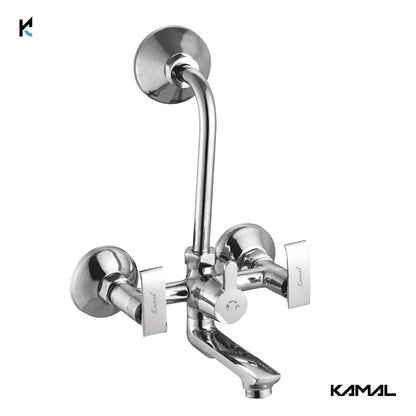 Orion Wall Mixer Kubix Prime Spout Long L Bend Pipe (Full Brass) - by Kamal - Orion - Kamal Bathware