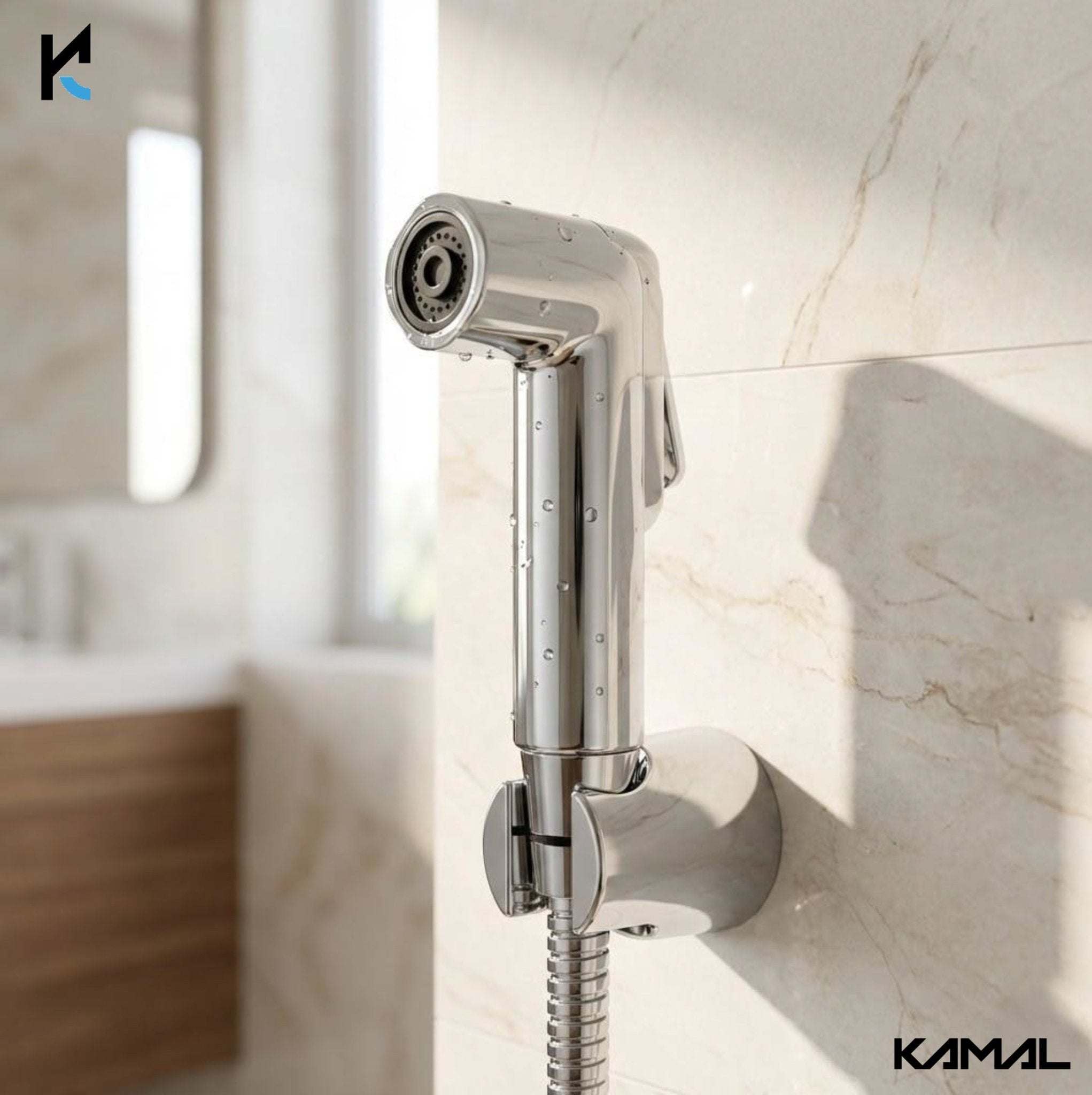 Parry Premium Health Faucet with 1.25 Mtr Shower Hose & Wall Hook - by Kamal - Parry - Kamal Bathware