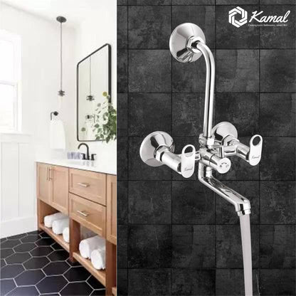 Platina Eco Wall Mixer with L bend Pipe (Full Brass) - by Kamal - Platina - Kamal Bathware
