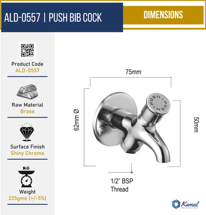 Push Bib Tap (Full Brass) - by Kamal - Kamal Bathware