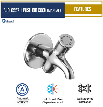 Push Bib Tap (Full Brass) - by Kamal - Kamal Bathware