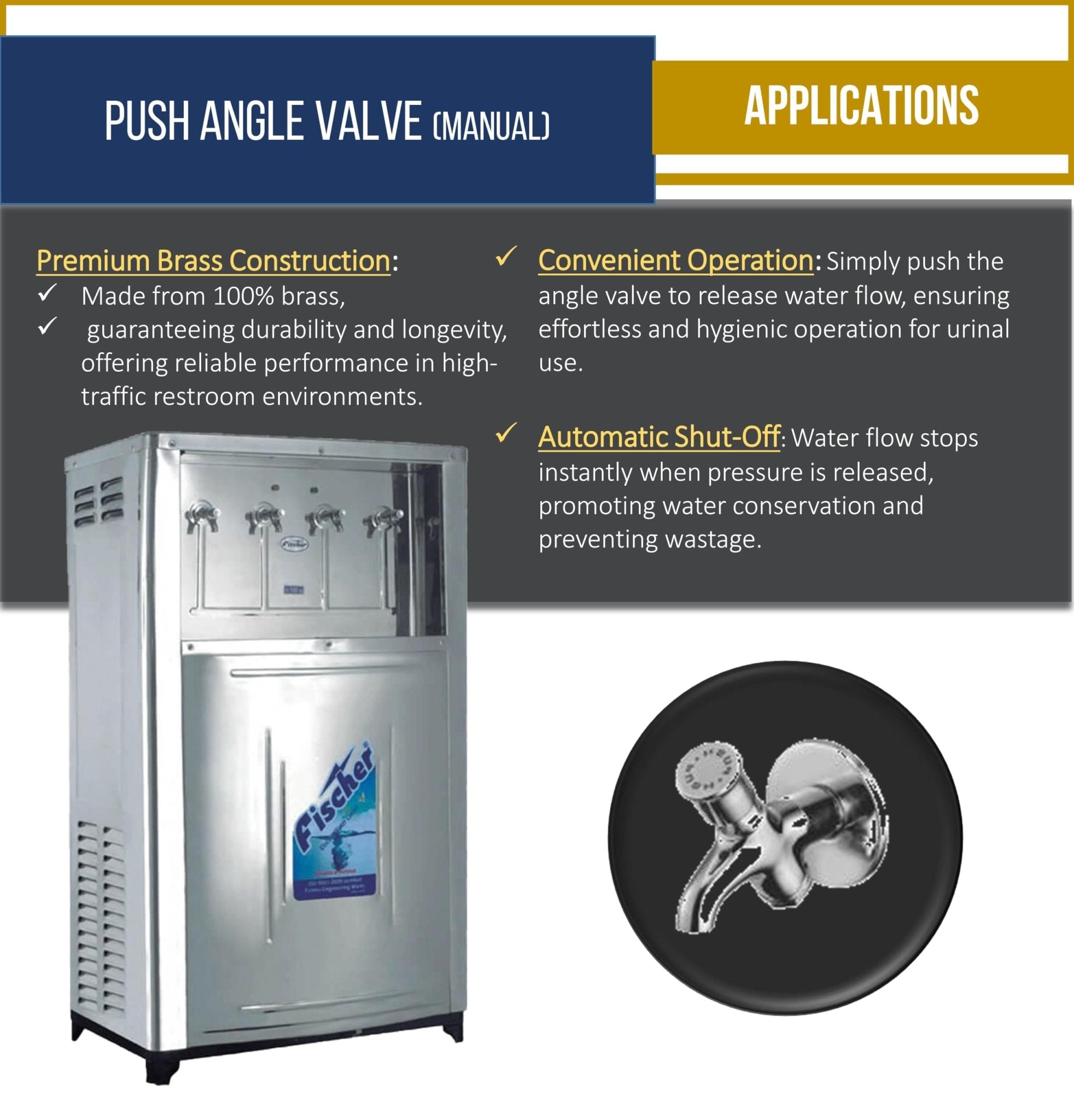 Push Bib Tap (Full Brass) - by Kamal - Kamal Bathware