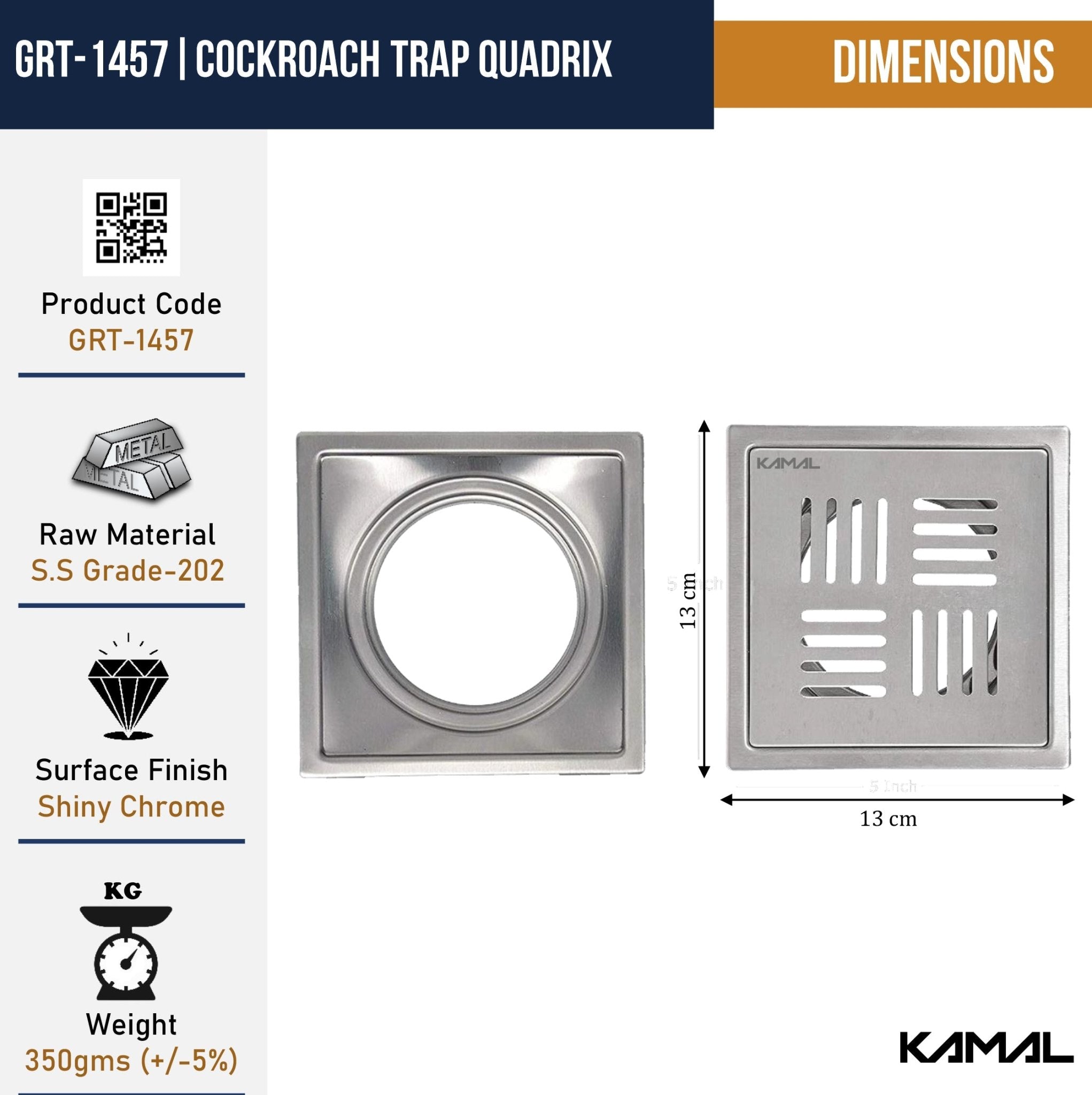 Quadrix Cockroach Trap Jali Drain Strainer - by Kamal - Quadrix - Kamal Bathware