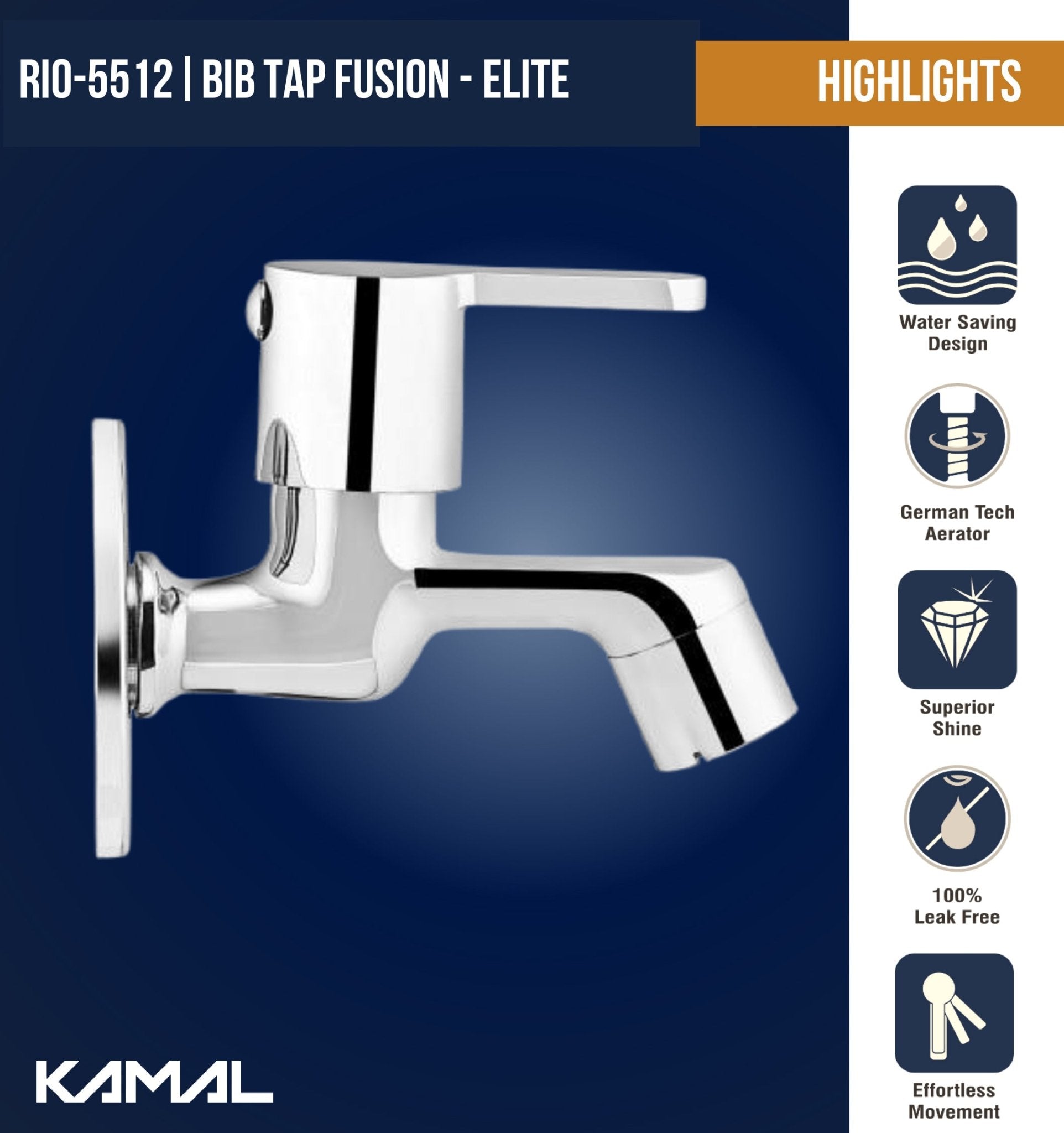 Rio Bib Tap (Full Brass) - by Kamal - Kamal Bathware