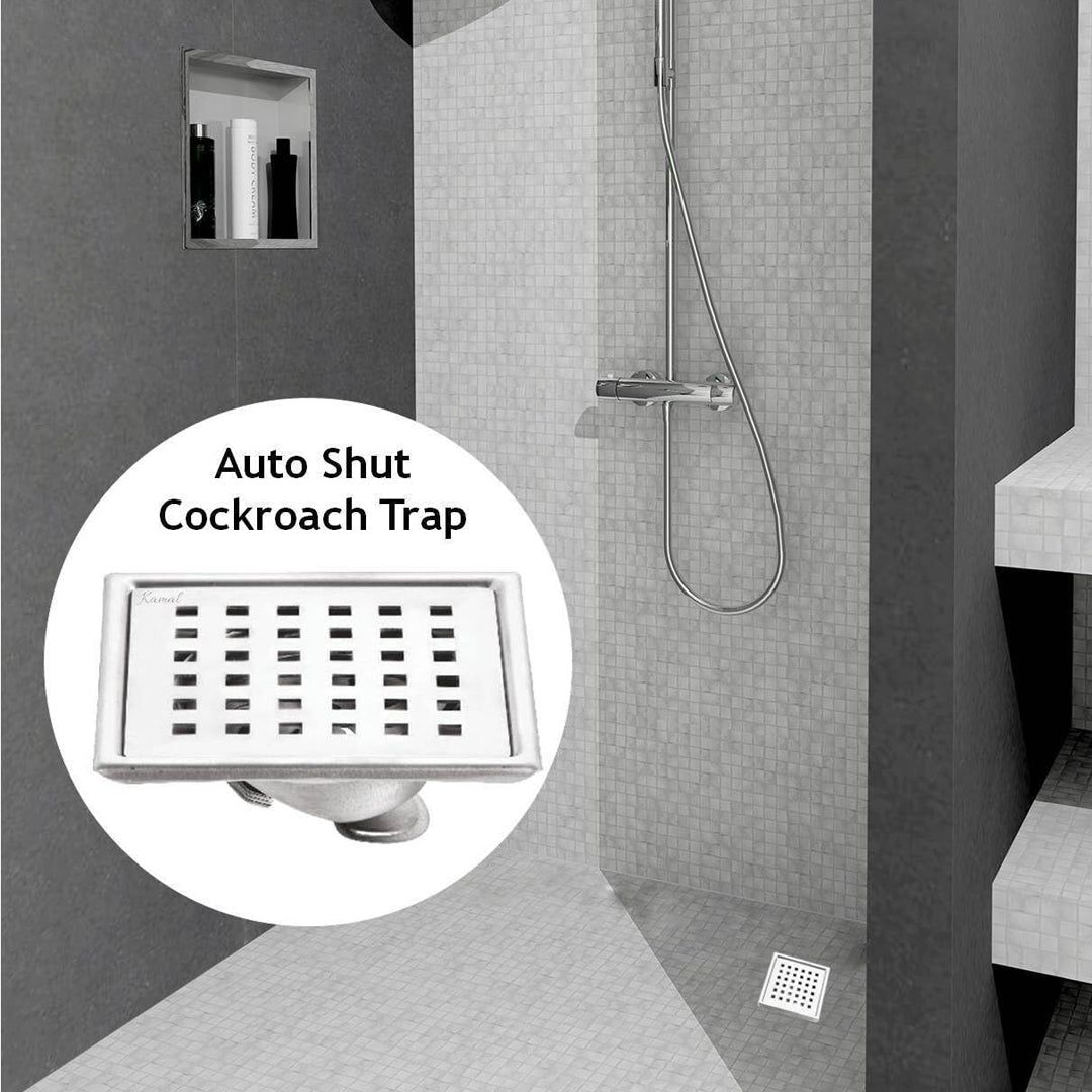 Rio Cockroach Trap (5x5 Inch) SS 304 Grade Floor Drain Jali - by Kamal - Rio - Kamal Bathware