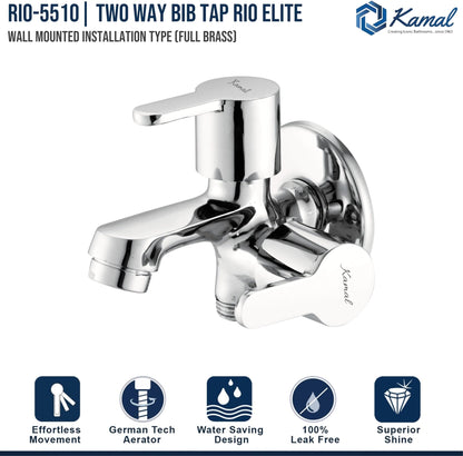 Rio Elite Two Way Bib Tap (Full Brass) - by Kamal - Rio Elite - Kamal Bathware