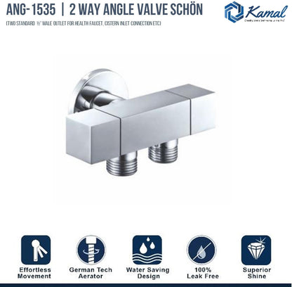 Schön Two way Angle Valve (Full Brass) - by Kamal - Kamal Bathware