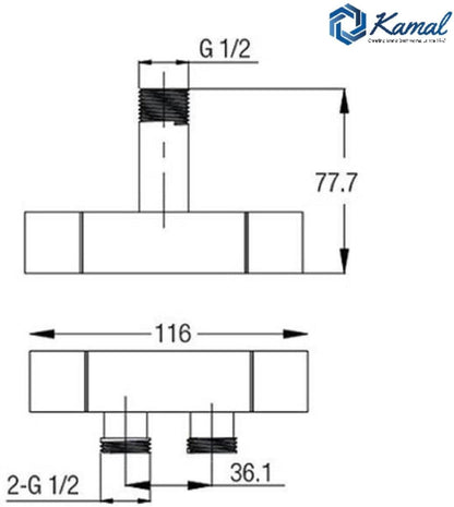 Schön Two way Angle Valve (Full Brass) - by Kamal - Kamal Bathware