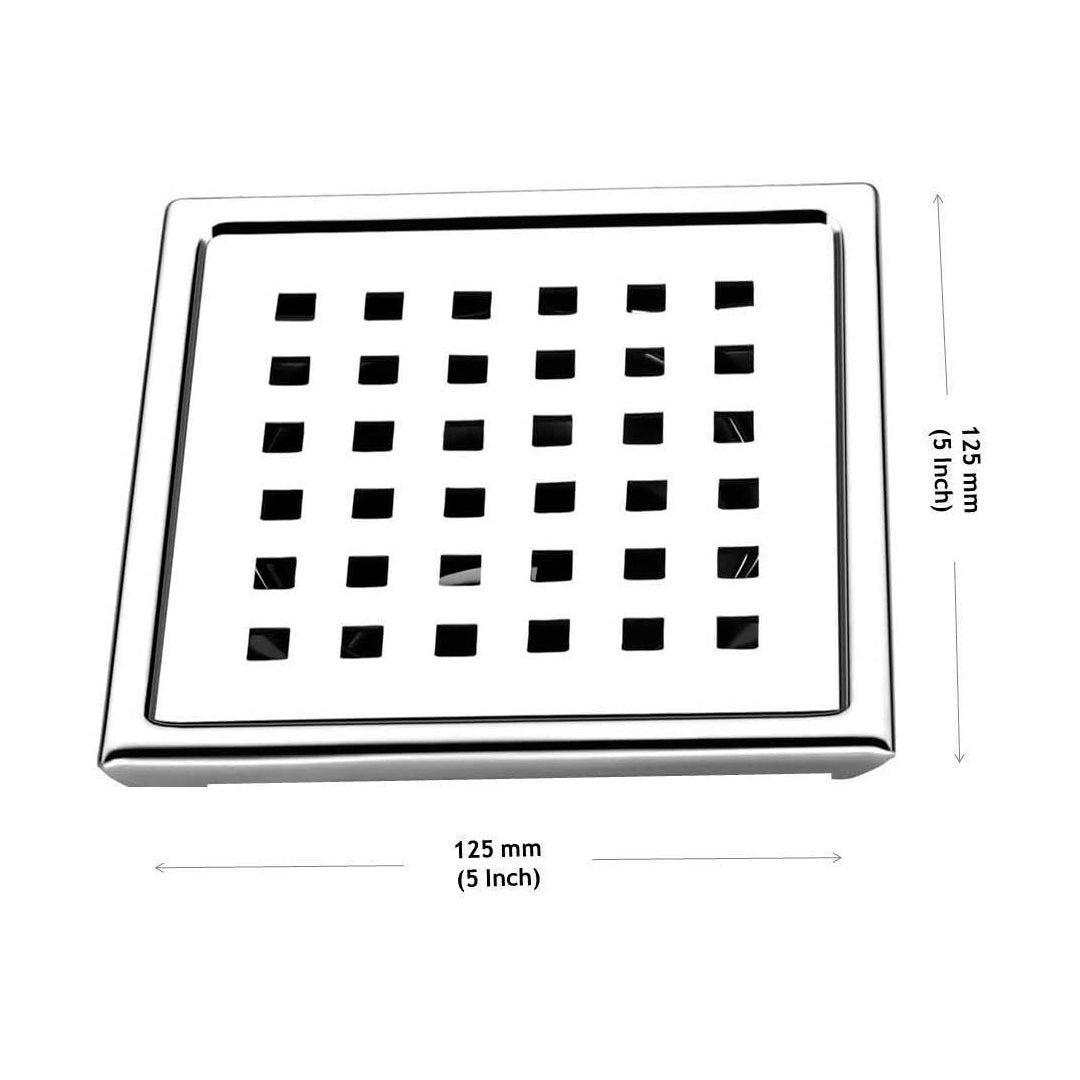 Shower Drain Channel (S.S 304 Grade) Strainer Floor Drain Jali with Collar - by Kamal - Square - Kamal Bathware