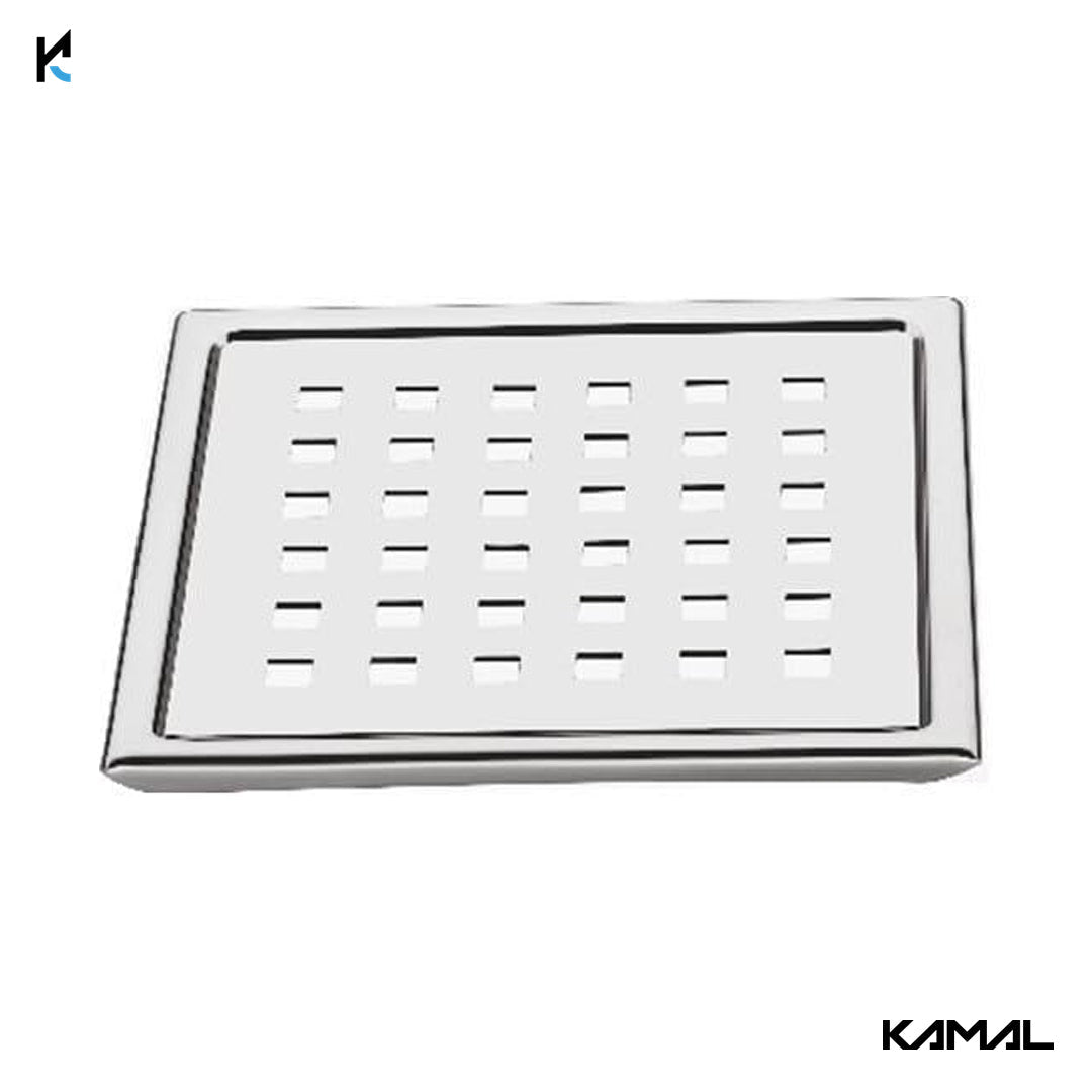 Shower Drain Channel (S.S 304 Grade) Strainer Floor Drain Jali with Collar - by Kamal - Square - Kamal Bathware