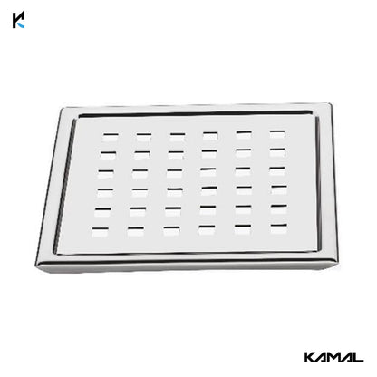 Shower Drain Channel (S.S 304 Grade) Strainer Floor Drain Jali with Collar - by Kamal - Square - Kamal Bathware