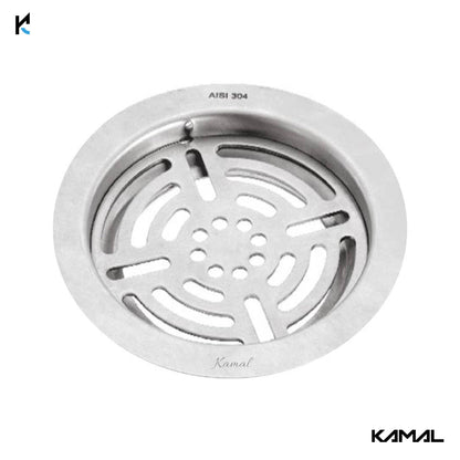 Shower Water Drain Strainer SS 304 Grade Floor Drain Jali with Collar (5 Inch) - by Kamal - Figo - Kamal Bathware