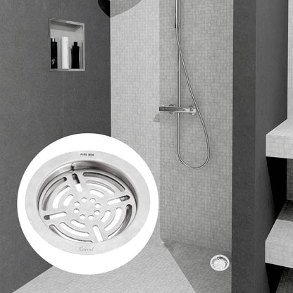 Shower Water Drain Strainer SS 304 Grade Floor Drain Jali with Collar (5 Inch) - by Kamal - Figo - Kamal Bathware