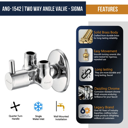 Sigma Two in One Angle Valve ( Full Brass ) - by Kamal - Sigma - Kamal Bathware