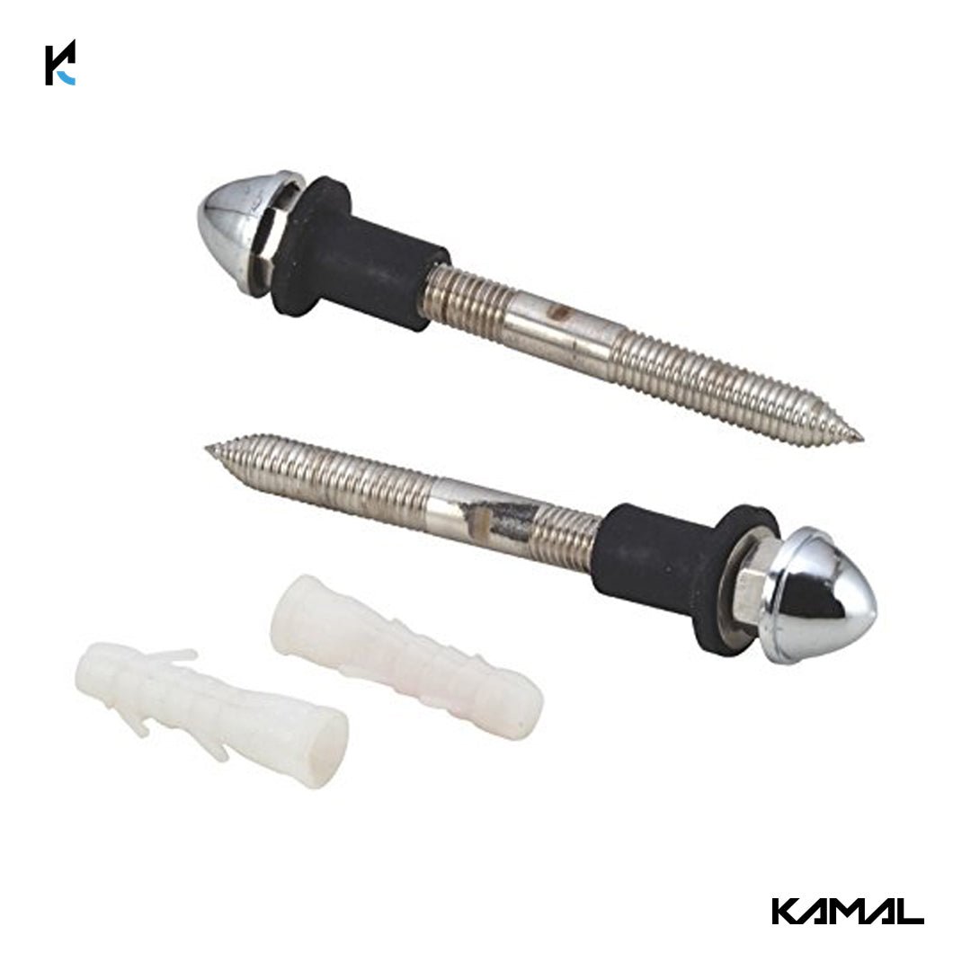Silver Rack Bolt Set with Abs Cap - By Kamal - Faucet accessories - Kamal Bathware