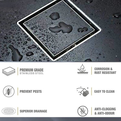 Square Tile Gratings Floor Drain Jali with Collar - by Kamal - Square - Kamal Bathware