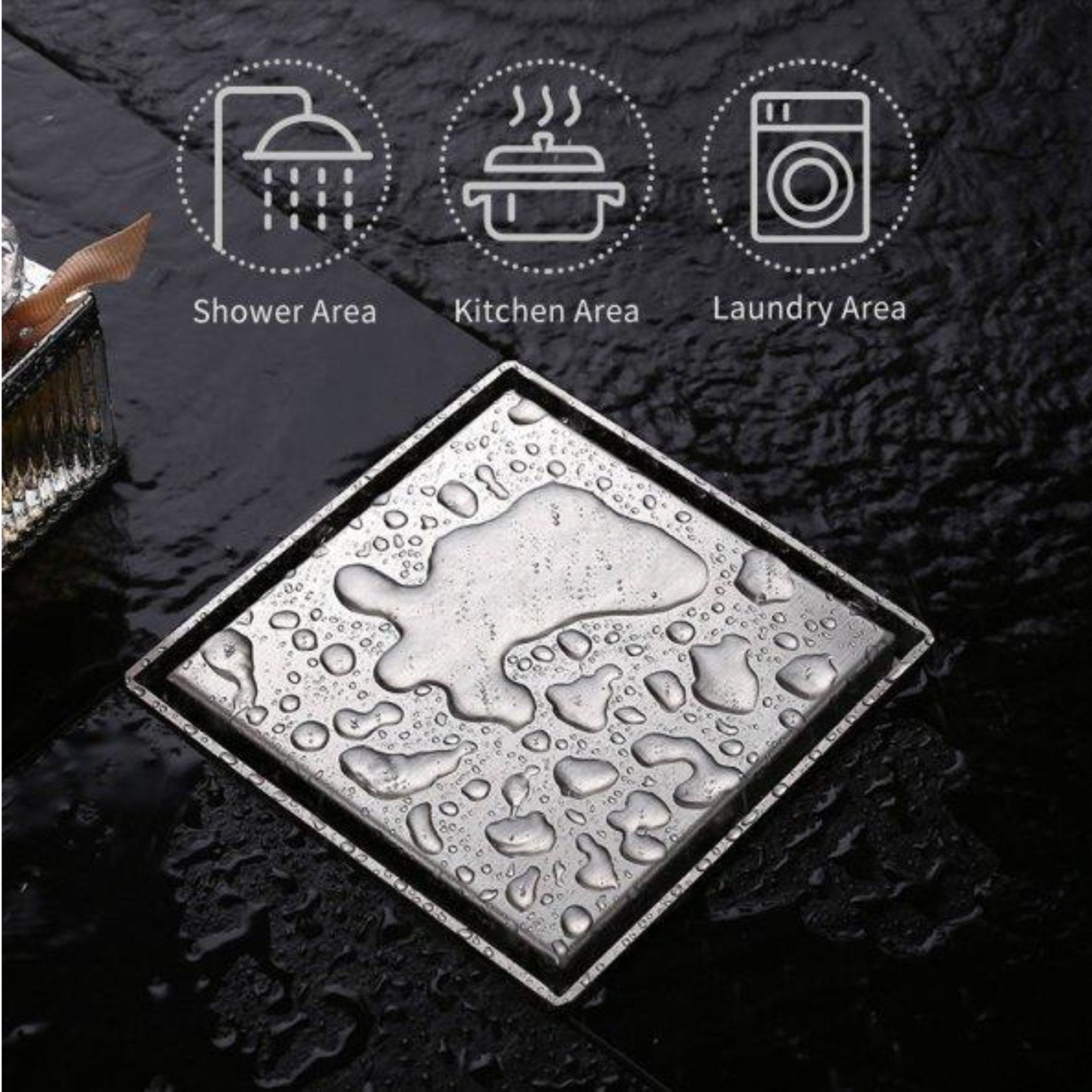 Square Tile Gratings Floor Drain Jali with Collar - by Kamal - Square - Kamal Bathware