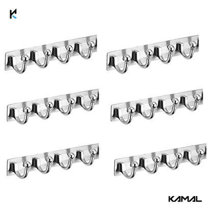 SS Steel Round Coat Hook (Set of 6) - by Kamal - Round - Kamal Bathware