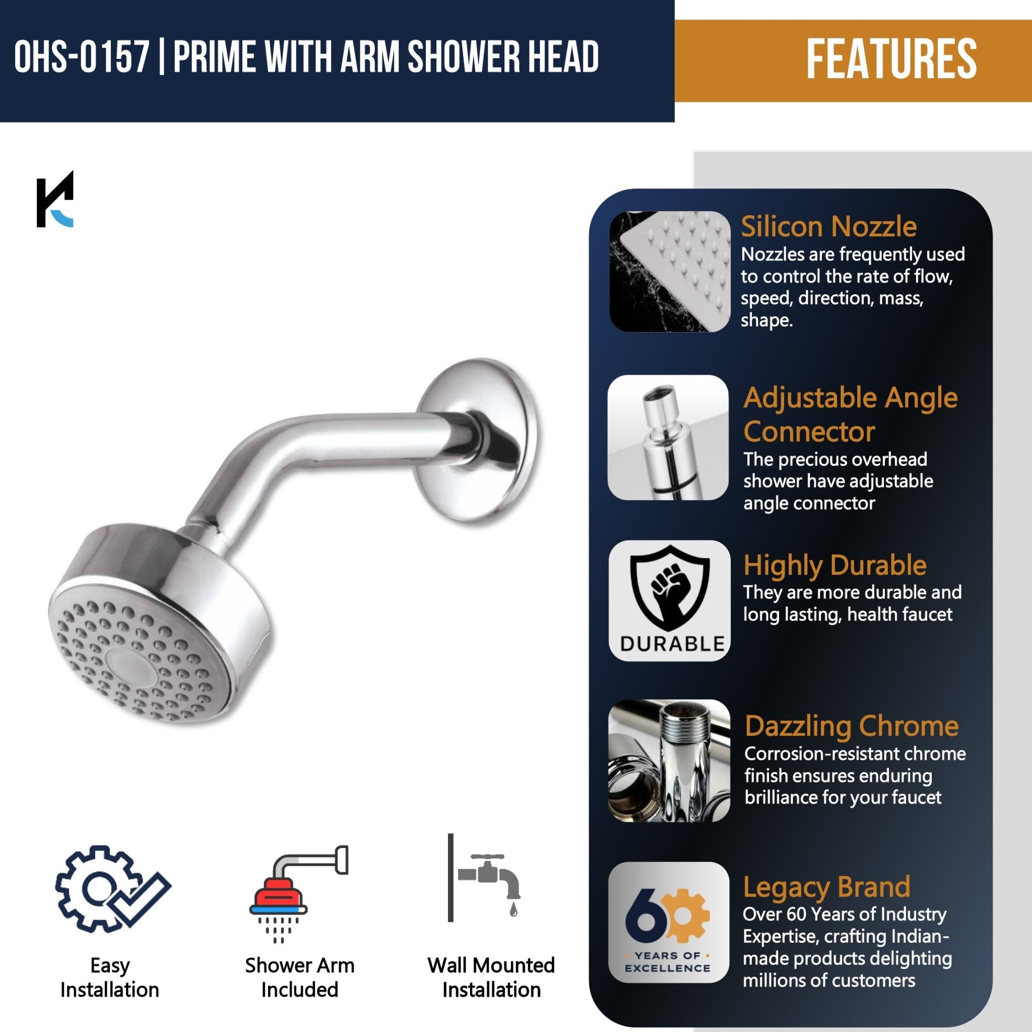 Stylish Prime Shower (With Arm) - by Kamal - Stylish - Kamal Bathware