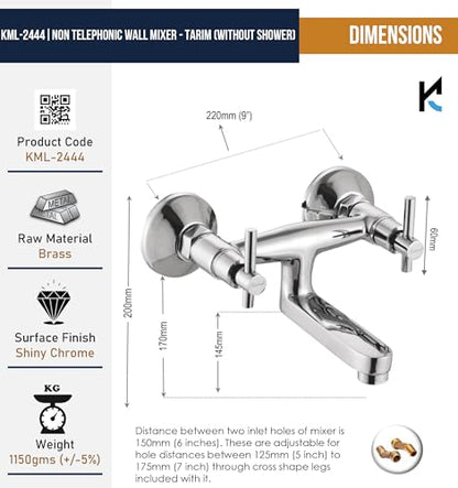 Tarim Non Telephonic Wall Mixer (Full Brass) - by Kamal - Kamal Bathware