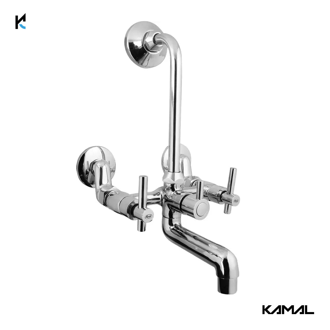 Tarim Wall Mixer With L Bend Pipe (Full Brass) - by Kamal - Tarim - Kamal Bathware