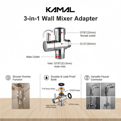 Tee Diverter Wall Mixer Angle Cock Faucet - by Kamal - Tee Diverter - Kamal Bathware