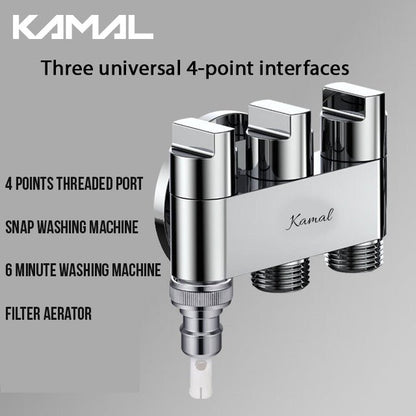 Three Way Brass Angle Valve Apollo 3 Way Control Tap for Bathroom (Full Brass) - by Kamal - Apollo - Kamal Bathware