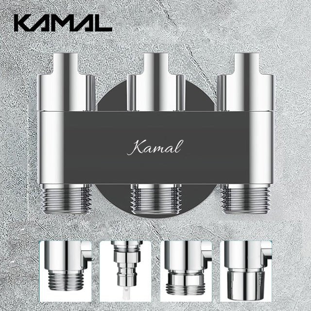 Three Way Brass Angle Valve Apollo 3 Way Control Tap for Bathroom (Full Brass) - by Kamal - Apollo - Kamal Bathware