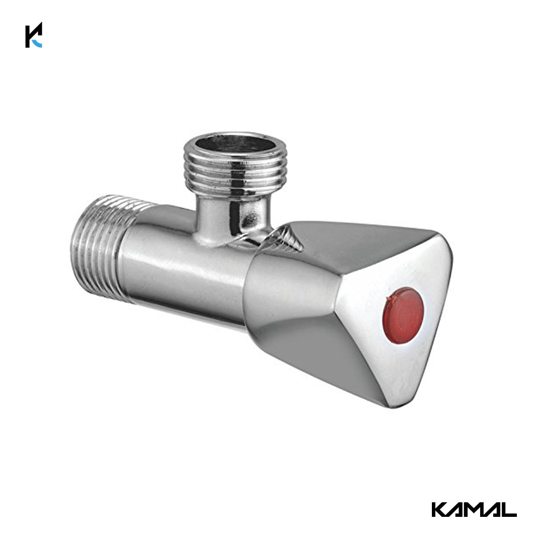 Triangular Angle Tap with Wall Flange (Full Brass) - by Kamal - Traingular - Kamal Bathware