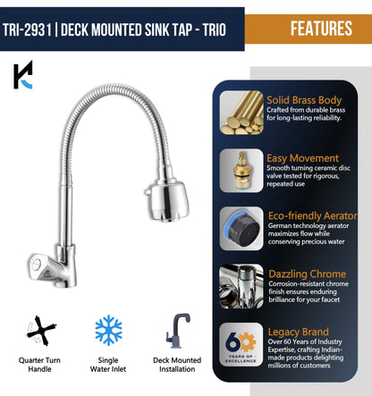 Trio Dual Flow Table Mounted 360° Sink Tap - by Kamal - Trio - Kamal Bathware