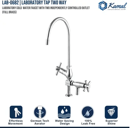 Two Way Laboratory Tap (Full Brass) - by Kamal - Kamal Bathware