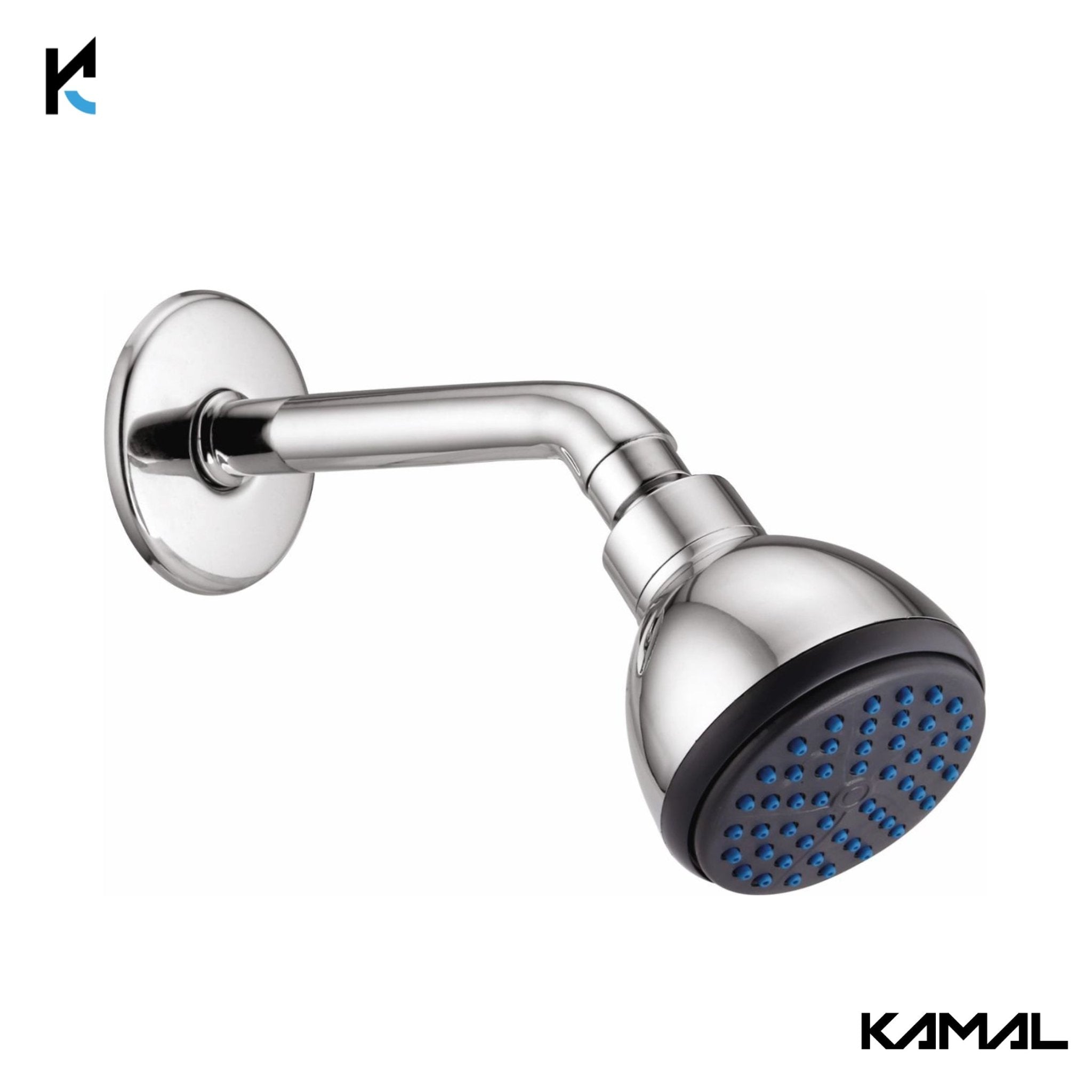 Ultima Overhead Shower 3.5 Inch Round with 6 Inch Round Brass Shower Arm & Wall Flange - by Kamal - Ultima - Kamal Bathware